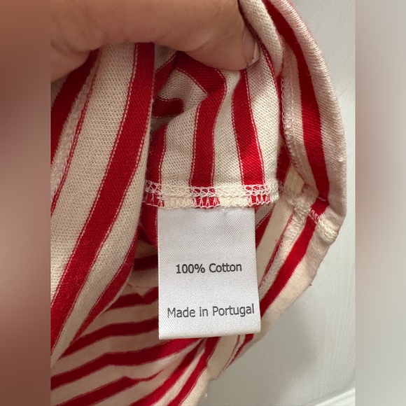 La Ligne Striped Molly Tee Short Sleeve Cotton Size Medium Red/Ivory Stripe - Picture 5 of 5